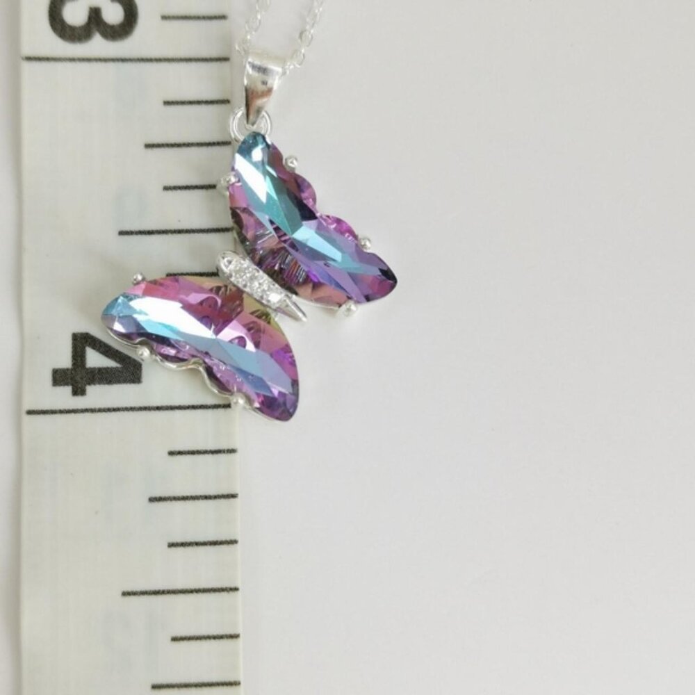 Swarovski Modern Purple Butterfly sterling silver Pendant Necklace - Picture 7 of 8